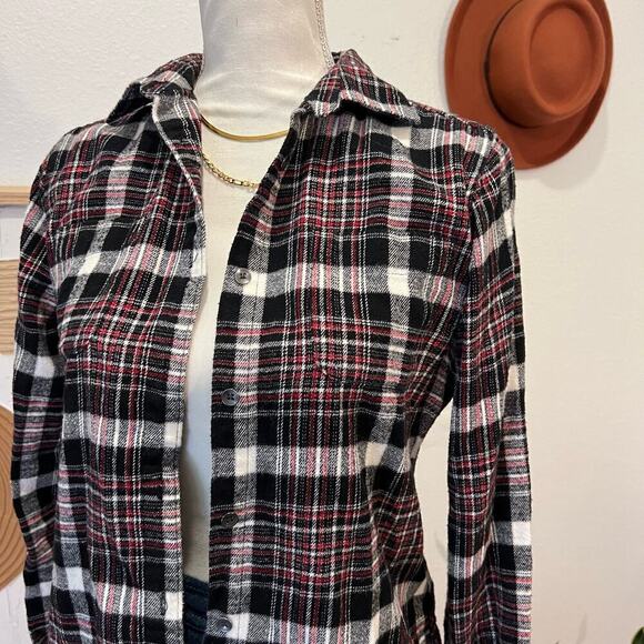 Woolrich Black & Red Cotton Checkered Plaid Print Button Front Long Sleeve Shirt - Picture 5 of 12